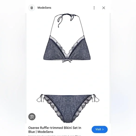 Oseree Navy Ruffle Bikini Set - Picture 1 of 11